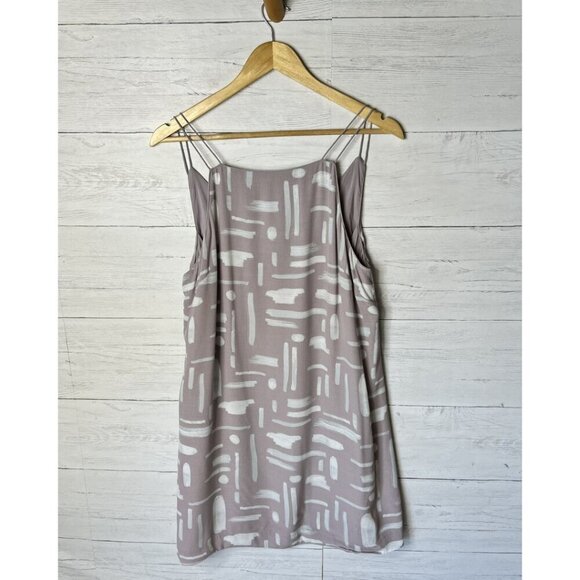 Silence + Noise Dress Womens SZ Large Ella Printed Crepe Mauve Geometric Button - Picture 4 of 16